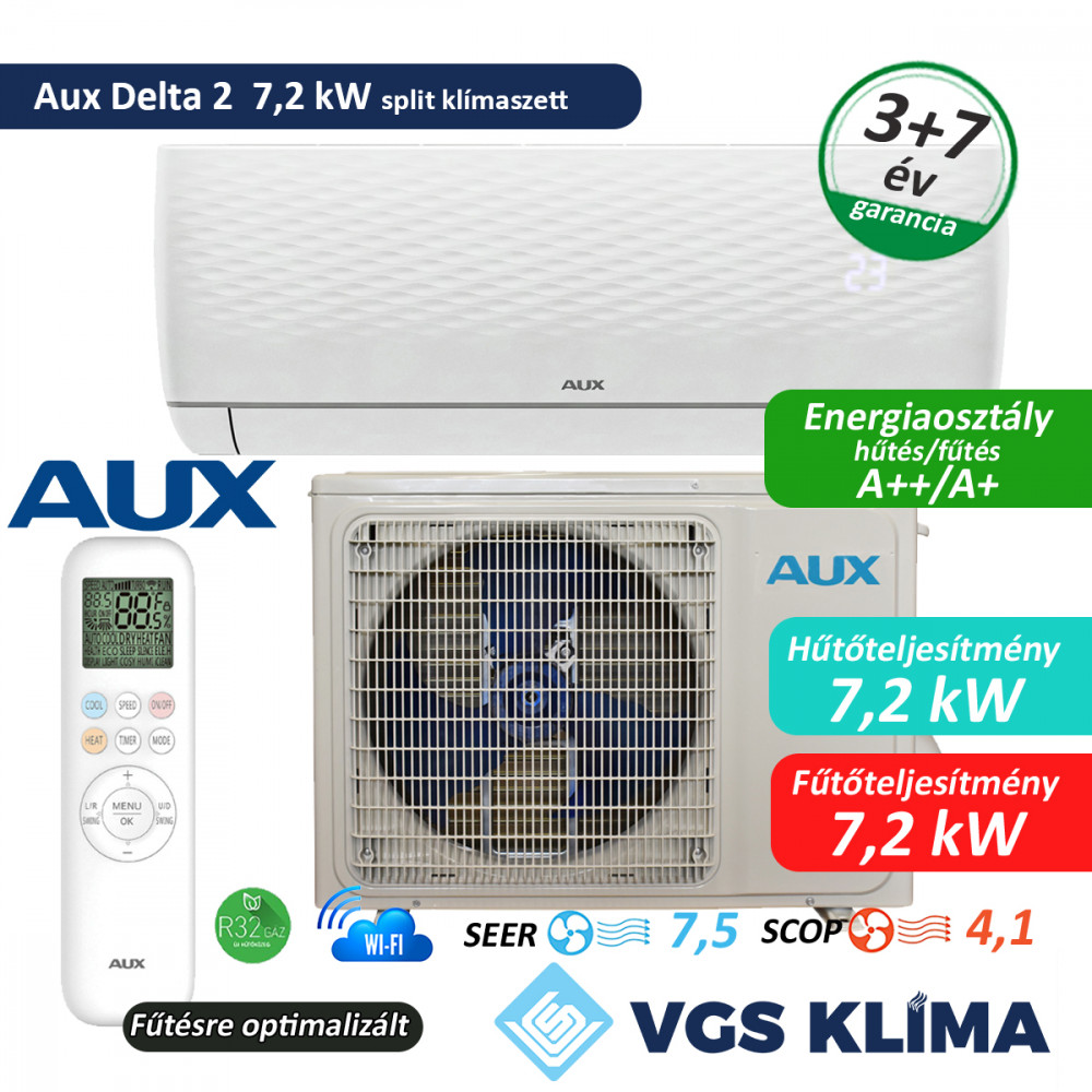 Aux Delta 2 7,2 kW inverteres split klímaszett ASW-H24F7A4/J