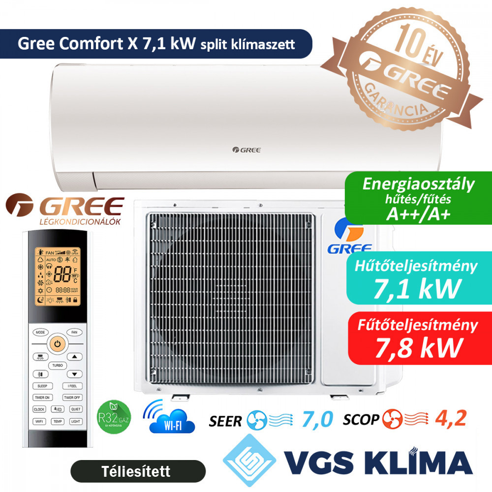 Gree Comfort X 7,1 kW inverteres split klímaszett GWH24ACE-K6DNA1I