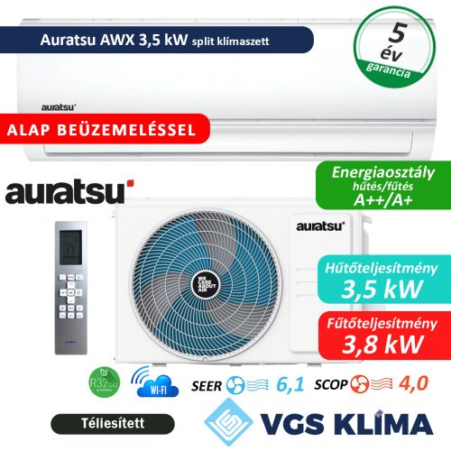 Auratsu AWX 3,5 kW split klímaszett szereléssel együtt