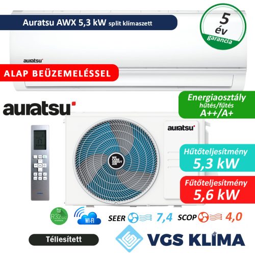 Auratsu AWX 5,3 kW split klímaszett szereléssel együtt