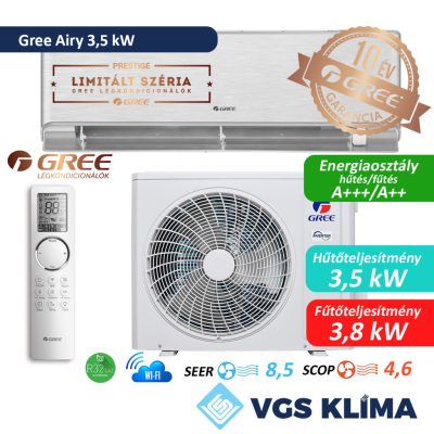   Gree Airy 3,5 kW inverteres split klímaszett GWH12AVCXD-K6DNA1A