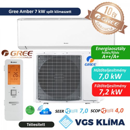 Gree Amber 7 kW inverteres split klímaszett GWH24YE-K6DNA1A