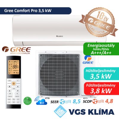   Gree Comfort Pro 3,5 kW inverteres split klímaszett GWH12ACCXD-K6DNA1D