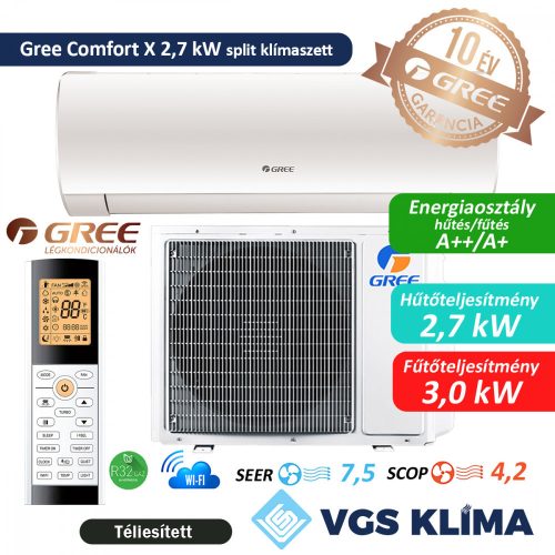 Gree Comfort X 2,7 kW inverteres split klímaszett GWH09ACC-K6DNA1F