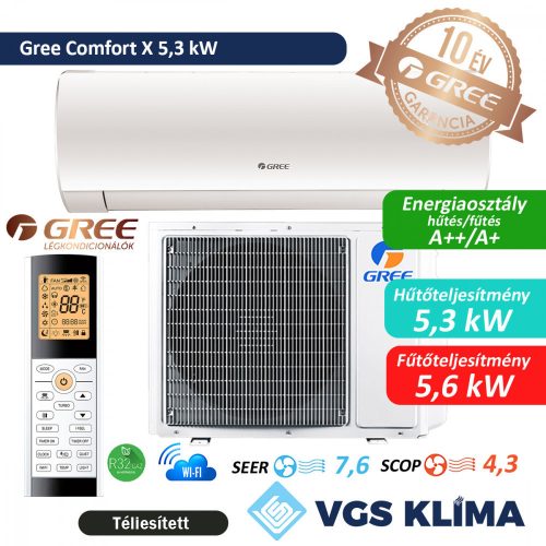 Gree Comfort X 5,3 kW inverteres split klímaszett GWH18ACDXF-K6DNA1D 
