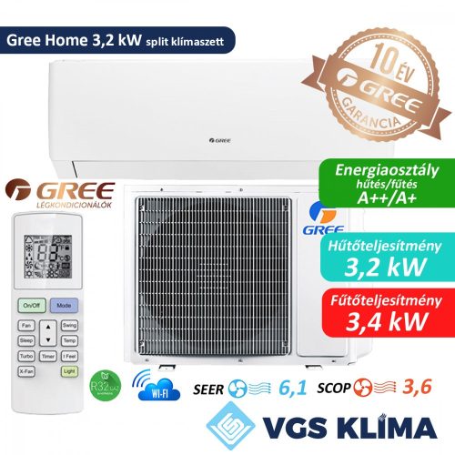 Gree Home 3,2 kW inverteres split klímaszett GWH12AAB-K6DNA1A