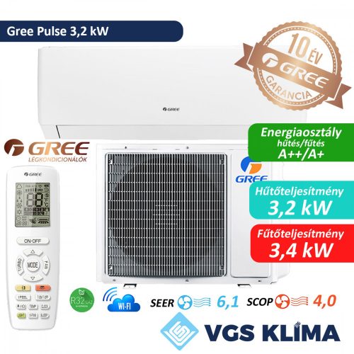 Gree Pulse 3,2 kW inverteres split klímaszett GWH12AGB-K6DNA1A