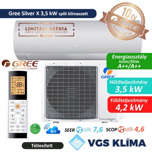 Gree Silver X 3,5 kW inverteres split klímaszett GWH12ACC-S6DBA1A - Silver