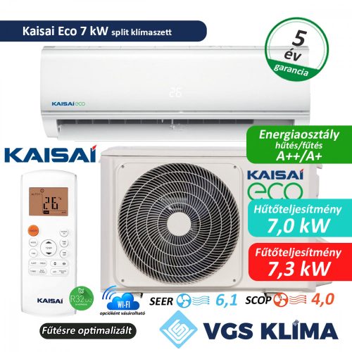 Kaisai Eco7 kW inverteres split klímaszett KEX-24HRD1