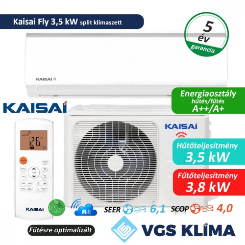 Kaisai Fly 3,5 kW inverteres split klímaszett KWX-12HRD1-KWX-12HRD0