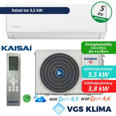   Kaisai Ice 3,5 kW inverteres split klímaszett KLW-12HRHI/KLWB-12HRHO (fehér)