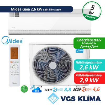 Midea Gaia 2,6 kW split klímaszett MGA-09-SP