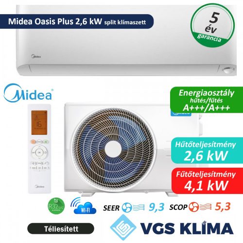 Midea Oasis Plus 2,6 kW split klímaszett MOP3-09-SP