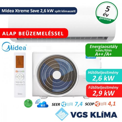 Midea Xtreme Save 2,6 kW split klímaszett szereléssel együtt