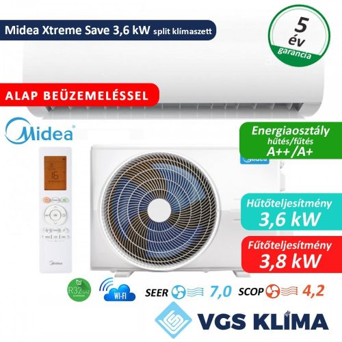 Midea Xtreme Save 3,5 kW split klímaszett szereléssel együtt