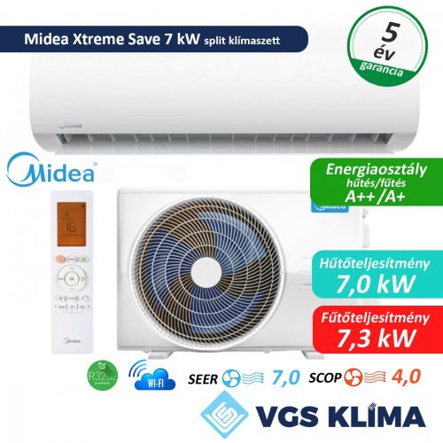 Midea Xtreme Save 7,0 kW split klímaszett MG2X-24-SP