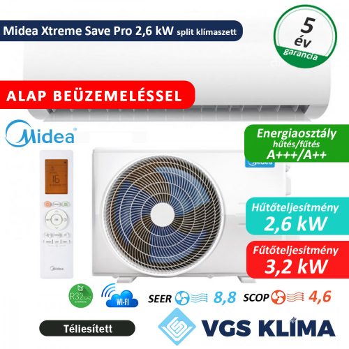 Midea Xtreme Save Pro 2,6 kW split klímaszett szereléssel együtt