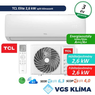   TCL Elite 2,6 kW inverteres split klímaszett TCL TAC-09CHSD/XA41