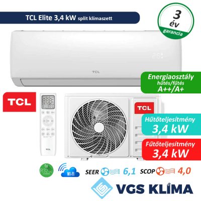   TCL Elite 3,4 kW inverteres split klímaszett TCL TAC-12CHSD/XA41